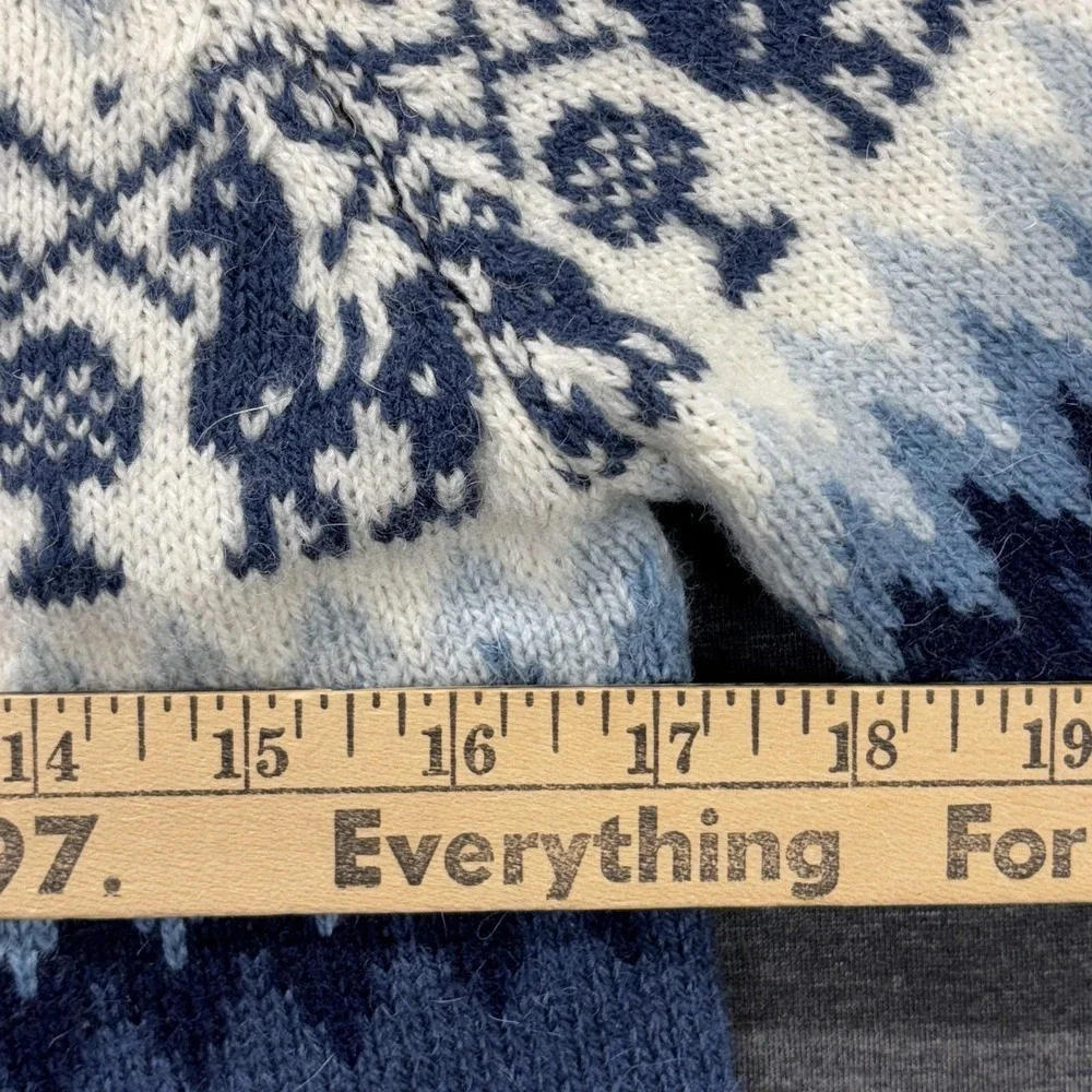 Gold Quality Sweater Womens Small Blue Alpaca Hooded Full Zip Llama Fair Isle